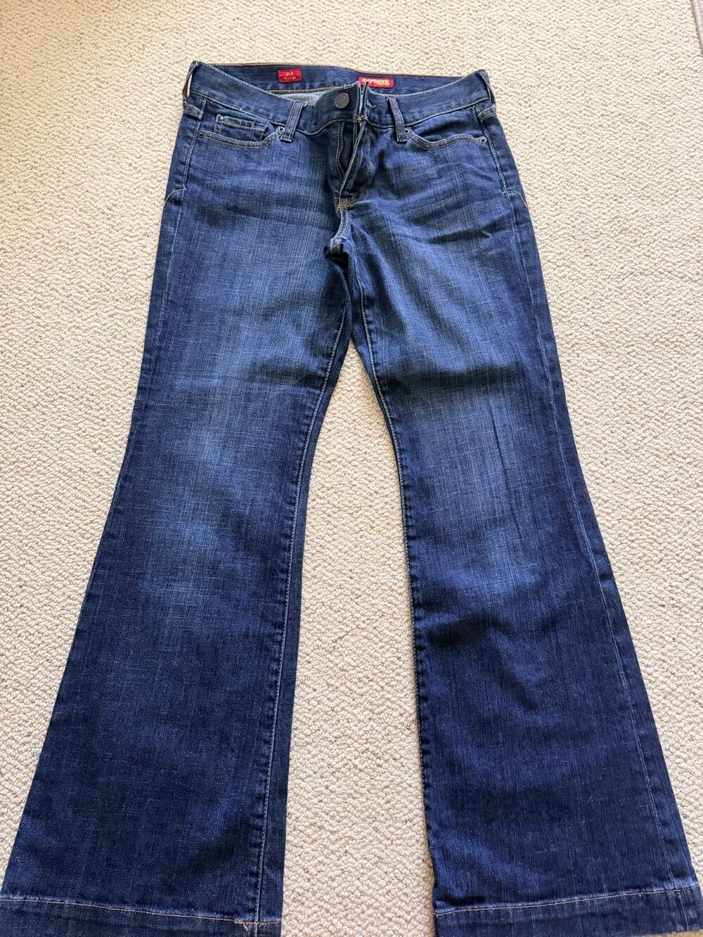 Express Jeans Eva Fit and Flare Dark Wash Embroidered Pocket Women's Size 8R